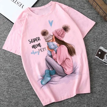 Naujas mados moterų super mama atspausdintas T-shirt motina ir dukra T-shirt ladies vasaros viršūnes atsitiktinis prarasti gatvės apranga topai