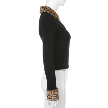 Naujas Mados užtrauktukas Leopard Moterims Švarkai Moterų Megzti Paltai 2020 Juoda Turndown Apykakle ilgomis Rankovėmis Aukštos Kokybės viršutinių drabužių siuvimas