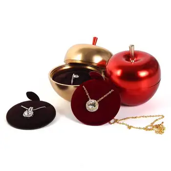 Naujas Metalo, Aukso Padengtą Kūrybos Užsukamu Apple Papuošalai, Žiedas, Karoliai Dovanų Dėžutėje Kalėdų Ir Valentino Diena
