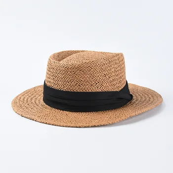 Naujas Rankų Darbo Šiaudų Paplūdimio Skrybėlę Moterims Vasaros Atostogų Panama Kepurė Mados Įgaubtas Butas Apsaugos Nuo Saulės Skydeliu, Kepurės Didmeninė