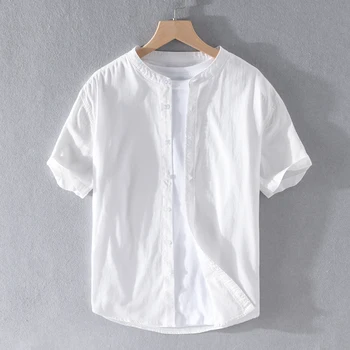Naujas stilius Italija prekės medvilnės marškinėliai vyrams trumpomis rankovėmis vasaros marškinėliai vyrams mados stovėti apykaklės shirt mens kietas camiseta overhemd