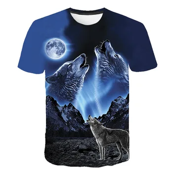 Naujausia 3D Vilkas Spausdinti drabužius Gyvūnų Juokingas Cool T-Shirt Vyrai berniukų drabužius Vasaros Viršūnes Tee Marškinėliai T Shirt Vyrų Mados marškinėlius Vyras