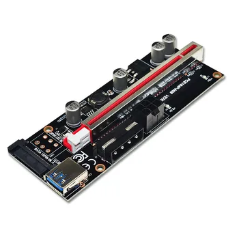 Naujausias PCI-E Riser 009S Plus PCI-E 1X IKI 16X Lizdo Adapteris Riser Card 60cm USB 3.0 Red Kabelis 4pin 6pin SATA Maitinimo BTC Kasyba