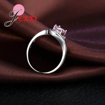 Naujo Dizaino Rožinis Kubinių Zirconia Žiedas Mados 925 Sterlingas Sidabro Moterų Vestuvių Dalyvavimo Šalies Papuošalai Saldus Meilužio Dovana