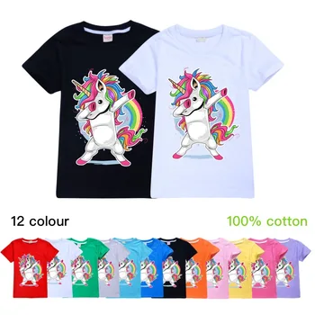 Naujų 2020 m. Vaikų Vasaros trumpomis Rankovėmis T-Shirt Vaikai Tepdami Vienaragis T Marškinėliai Berniuko Marškinėlius Mergina Viršūnes Tee kalėdų marškinėliai