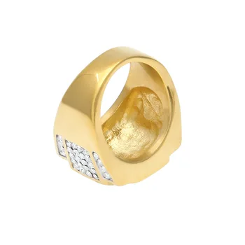 Nerūdijančio Plieno gryno aukso spalva lediniame iš hip-hop žiedas vyrų mados žiedai bling bling papuošalai anel lašas laivybos