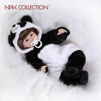NPKCOLLECTION 17inches tikroviška boneca atgimsta panda lėlės reborn baby minkšto silikono vinilo nekilnojamojo touch lėlės mielą naujagimį