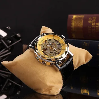 Nugalėtojas Prekės Skeletas Dizaino Vyrų Automatinis Laikrodis Erkek Siųsti Relogio Vyrų Laikrodis Reloj Hombre Montre Prabangus Baltas Auksas Oda