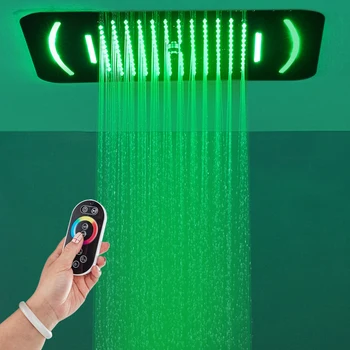 Nuotolinio Valdymo pulto LED Šviesos Dušo Galva SUS 304 Lietaus Dušo Krioklys Vonios kambarys Rūkas Purškimo Masažo Dušo 580*380mm
