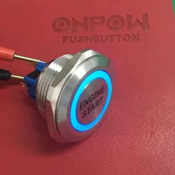 ONPOW 30mm 1NO1NC nerūdijančio plieno latching žiedas apšviestas LED su VARIKLIO PALEIDIMO simbolis mygtukas jungiklis GQ30-11ZE/R/12V/S-ES