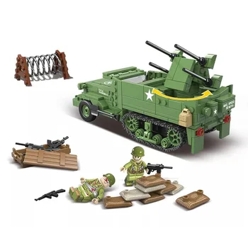 Pasaulinio Karo Karinės Serijos MUS M16 MGMC Pusė Kelio priešlėktuvinės Blokai kareivis Duomenys Žaislai Vaikams berniukas dovanos