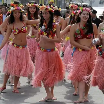 Plastiko Pluoštas Moterų Žolės Sijonai Hula Sijonas Havajų kostiumai 60CM Ponios Suknelė 6PCS /set