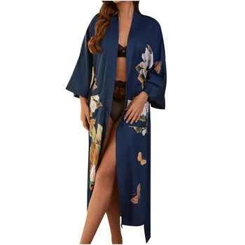 Plius Dydis XXL Kinijos Moterų Ilgas Apdaras Spausdinti Gėlių Drugelis Kimono Vonia Suknelė Nuotaka Bridesmaid, Vestuvių Chalatą Seksualus Sleepwear