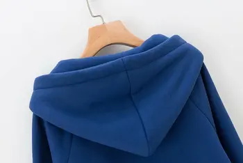 Plus size kieto juoda hoodies moterų laisvi Megztiniai 2020 NAUJĄ pavasario rudens atsitiktinis ponios mėlyna užtrauktukas, striukės su gobtuvu moteriška