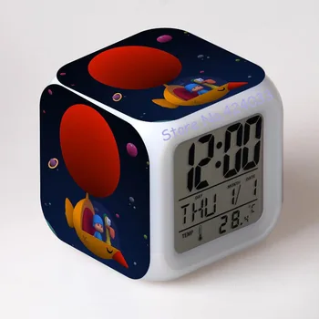 Pocoyo LED 7 spalvų skaitmeninis laikrodis termometras naktį spalvinga žėrintis žaislai, laiką, dieną, datą, mėnesį