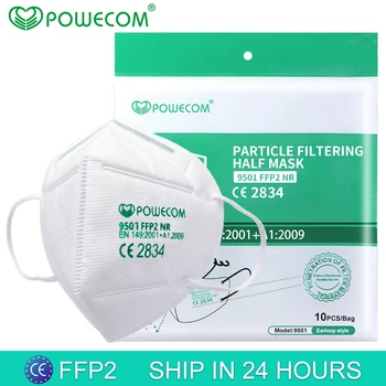 Powecom FFP2 Kaukė CE 9501 Apsauginė Veido Kaukė FPP2 Burnos Kaukę, Respiratorių 95% Filtravimo Burną, Mufelinė Padengti Daugkartinio naudojimo Dulkių Kaukės