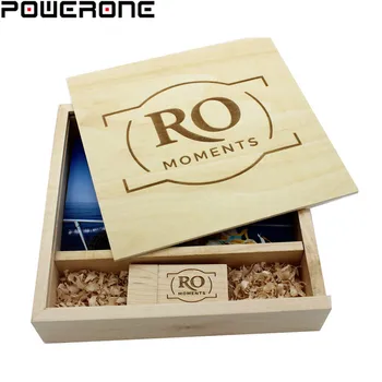 POWERONE nemokamai logotipą Klevas Medinis Nuotraukų Albumą usb+Box Memory stick Pendrive 4 GB 16GB 32GB 64GB Fotografija, Vestuvių dovana