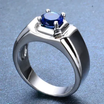 Prabanga Vyrai Moterys Mėlyna Akmens Žiedas Mielas Sidabro Spalvos Vestuvių Piršto Žiedai Moterims Žada Meilės Pora Vestuvinis Žiedas