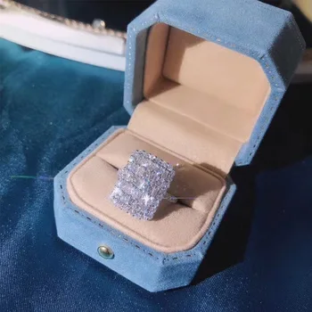 Prabangus Diamond cz Žiedas 925 sterlingas sidabro Bijou Dalyvavimas Vestuvių juostoje Žiedai, Moterų Nuotakos Bauda, Šaliai, Papuošalai