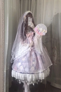 Princess arbatėlė saldus lolita suknelė retro nėrinių bowknot pasakų mielas spausdinimo viktorijos suknelė kawaii girl gothic lolita biuras