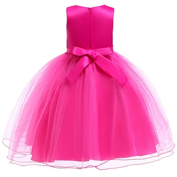 Princesė Konkurso Pirmosios Komunijos Suknelė Gėlių Paauglių Suknelės Vestuves Blizgučiais Mergina Šalies Bowknot siuvinėjimo Suknelė