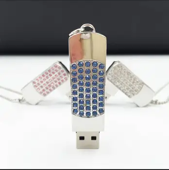 Realias galimybes Metalo, Kristalų pasukimo Key Chain, USB 2.0, USB 