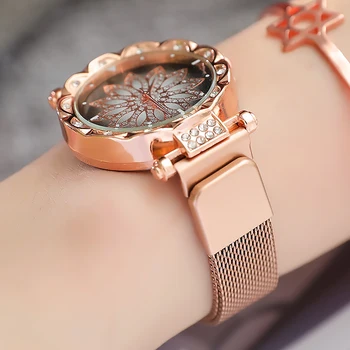 Reloj Mujer Prabangių Gėlių Laikrodžiai Moterims, stilingas Magnetinis Akių Diržo Juosta Žiūrėti Moterų Mados Suknelė Laikrodį Zegarek Damski