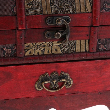 Retro Medinių Papuošalų Laikymo Dėžutė Lobių Skrynią Organizatorius Namų Dekoro 22x16cm