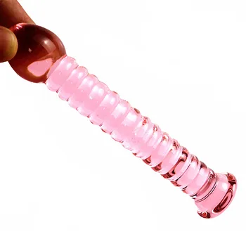 Rožinės spalvos Stiklo Gėjų Sekso Produktai Butt Plug iš Makšties, Išangės Stimuliavimas, Karoliukai, Kristalų, Stiklo Dildo Varpos Moterų Analinis Kaištis Sekso žaislas
