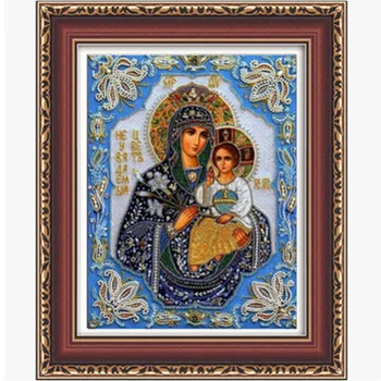 Rubiko Kubo Religinių Serijos 5d Diamond rusijos Stiliaus Ženklai Mergelė ir Vaiko Diamond Lipdukai Sienų Tapyba, Menas