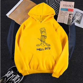 Rudenį ir žiemą Lil peep Hellboy pragarą berniukas Bart Simpson stiliaus atsitiktinis palaidų unisex hoodie