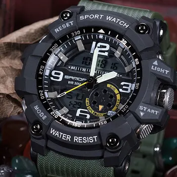 SANDA 759 Sporto vyriški Laikrodžiai Top Brand Prabanga Karinės Kvarco Žiūrėti Vyrų Laikrodis atsparus Vandeniui S Shock Laikrodį Relogio Masculino