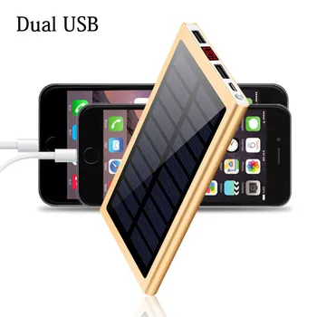 Saulės Energijos Banko 30000mah 2 USB Išorinio maitinimo, LED Nešiojamų Powerbank Mobiliojo Telefono Saulės Įkroviklis išmaniųjų telefonų