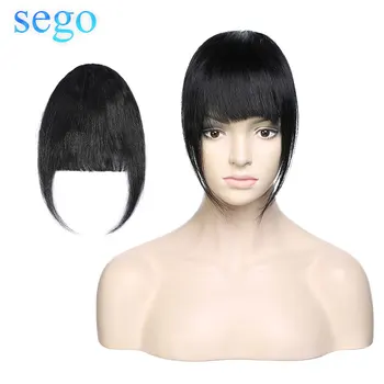SEGO Įrašą Plaukų Kirpčiukai Brazilijos Remy Human Hair Priekiniai Tvarkingas Pakraštyje Ranka Sąlygotosios Tiesiai Kirpčiukai Klipą Hairpiece Su Šventykla