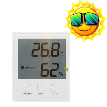 Skaitmeninis Temperatūros, oro Drėgmės Matuoklis Patalpų Tinka kūdikių kambarys LCD Elektroninis Termometras Hangable Plonas, Didelis LCD Ekranas