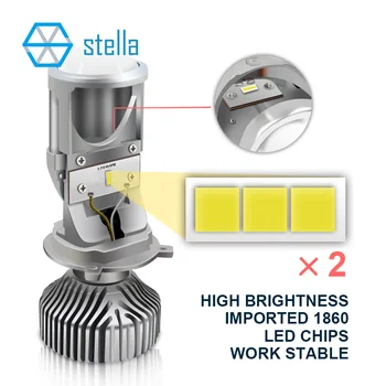 STELLA H4/9003/HB2 mini led objektyvas lempos aukštas/artimųjų šviesų projektorius Automobilių Žibintų Lemputės 3000k 4300k 6000k 8000k lemputės auto