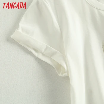 Tangada moterų derliaus spausdinimo medvilnės marškinėliai trumpomis rankovėmis, O ant kaklo 2020 metų moteris atsitiktinis marškinėliai street wear viršuje 6D9