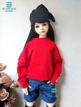 Tinka 1/3 60cm BJD SD lėlės drabužių raudona atsitiktinis marškinėlius ir džinsinio šortai