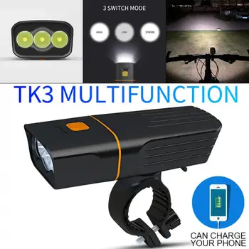 TK3 3T6 LED USB Įkrovimo Galios Bankas 3 Režimai ir 360 Laipsnių Pasukimo Laikiklis Vandeniui Dviračių Žibintų Naktį Jojimo