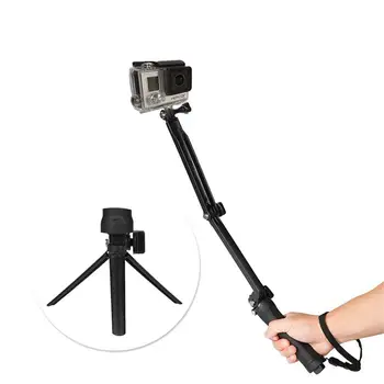 Trijų pakopų fotoaparato trikojo Gopro 3-way nešiojamą selfie stick, sulankstomas, ištraukiamas stovas, nešiojamas vandeniui stovėti
