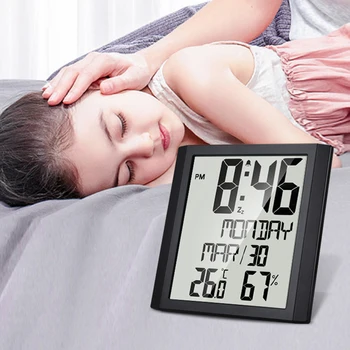 TS-8608 Skaitmeninis Laikrodis-Žadintuvas Didelis Ekranas Patalpų Termometras su Drėgmėmačiu Elektroninių Kalendorius Sienos, Stalo, Stalo Laikrodis