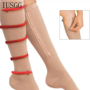 Unisex Suspaudimo Puskojinės Deginti Riebalus Užtrauktukas Kojos Atrama Kelio Kojinių Atidaryti Tne Grožio Kojos Kelią Venų Kojinės Anti-Nuovargis