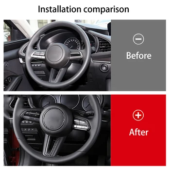 Už Mazda 3 CX-30 2019 2020 priedai ABS Anglies pluošto/Raudona/Matinis Automobilio Vairo Jungiklis, Mygtukas rėmo Dangtis Apdaila, Automobilių stilius