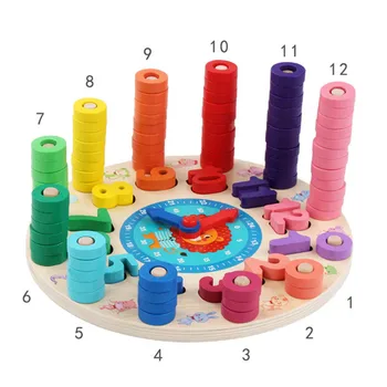 Vaikai Eduactional Mokymo priemones Matematikos Žaislai, Mediniai Skaitmeninis Laikrodis, Multi-funkcija, Logaritminis Valdybos Montessori Atitikimo Medienos Žaislas