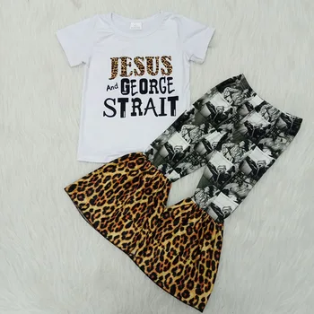 Velykų Dieną mergaitė boutique apranga vaikams viršų su Jėzumi raidės ir leopard 