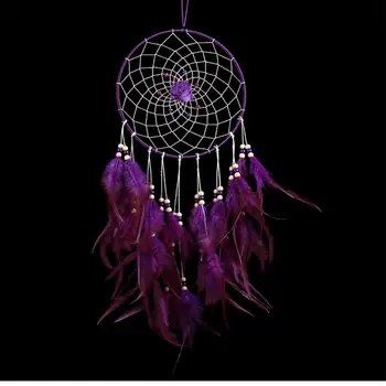 Violetinė Dreamcatcher Vėjo Varpeliais, Indijos Stiliaus Gėlių, Plunksnų Pakabukas Svajonių Dovana Catcher Vaikų Kambario Dekoravimas