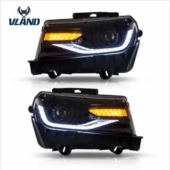 VLAND Gamyklos automobilių reikmenys Camaro priekinis žibintas-M žibintas posūkio signalo su LED eilės indikatorius+dienos šviesos