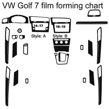 VW Volkswagen Golf 7 MK7 Interjero Centrinis Valdymo Pultas Durų Rankena 5D Anglies Pluošto Lipdukai Lipdukai Automobilio stilius Accessories