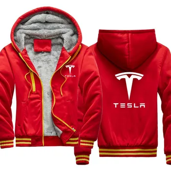 Vyrų Hoodie striukė žiemos aksomo sustorėjimas, Šiltas Slim Hoodie Tesla Automobilio Logotipas Spausdinti Hip-Hop Harajuku Vyrų Drabužiai.