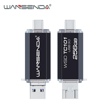 WANSENDA USB Flash Drive 3 in 1 USB3.0 & Type-C & Micro USB OTG Pen Drive 32GB 64GB 128GB 256 GB Pendrives Android/VNT